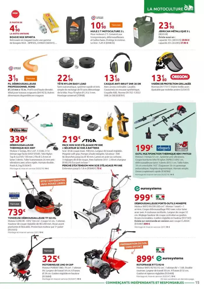 MOTOCULTURE - JARDINAGE - BRICOLAGE - DROGUERIE - ANIMALERIE du 31 mars au 26 avril 2025 - Catalogue page 15