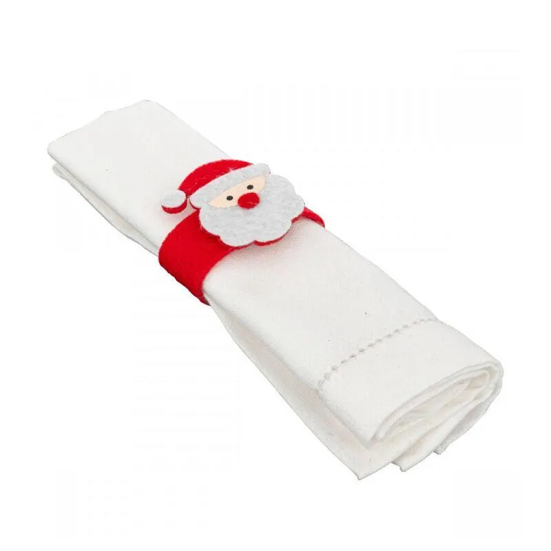 Lot de 2 ronds de serviette père Noël en feutrine rouge