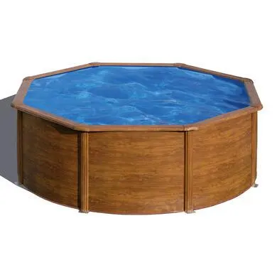 Piscine hors sol Acier décor bois 3,70 x 1,22 m