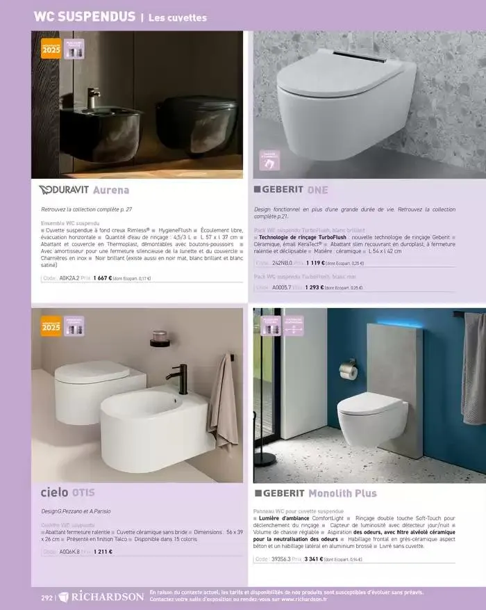 SALLE DE DE BAINS ET CARRELAGE 2025 du 11 avril au 31 décembre 2025 - Catalogue page 294