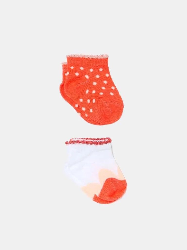 Two-pair pack stretch socks with lurex Blanc/orange