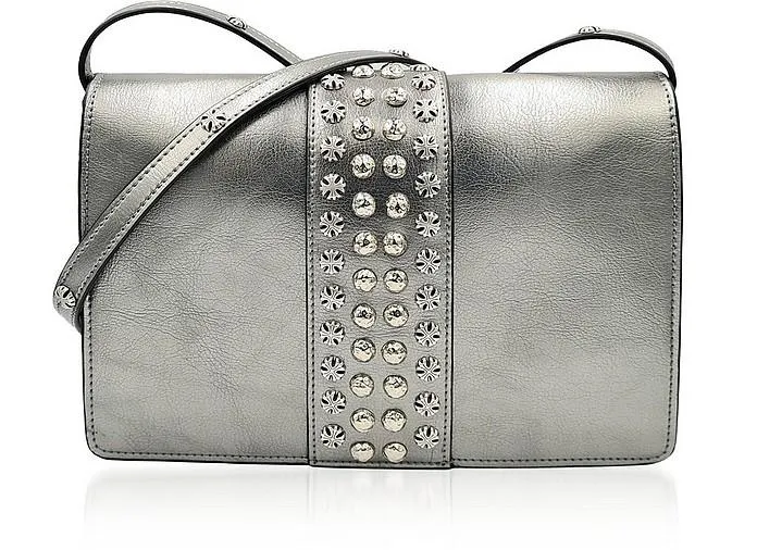 Baldina Dark Silver Leather Shoulder Bag