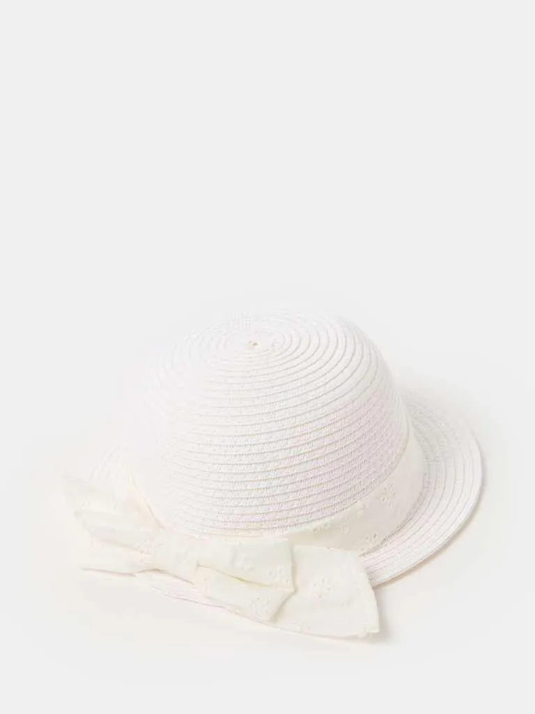Straw hat with bow Blanc optique