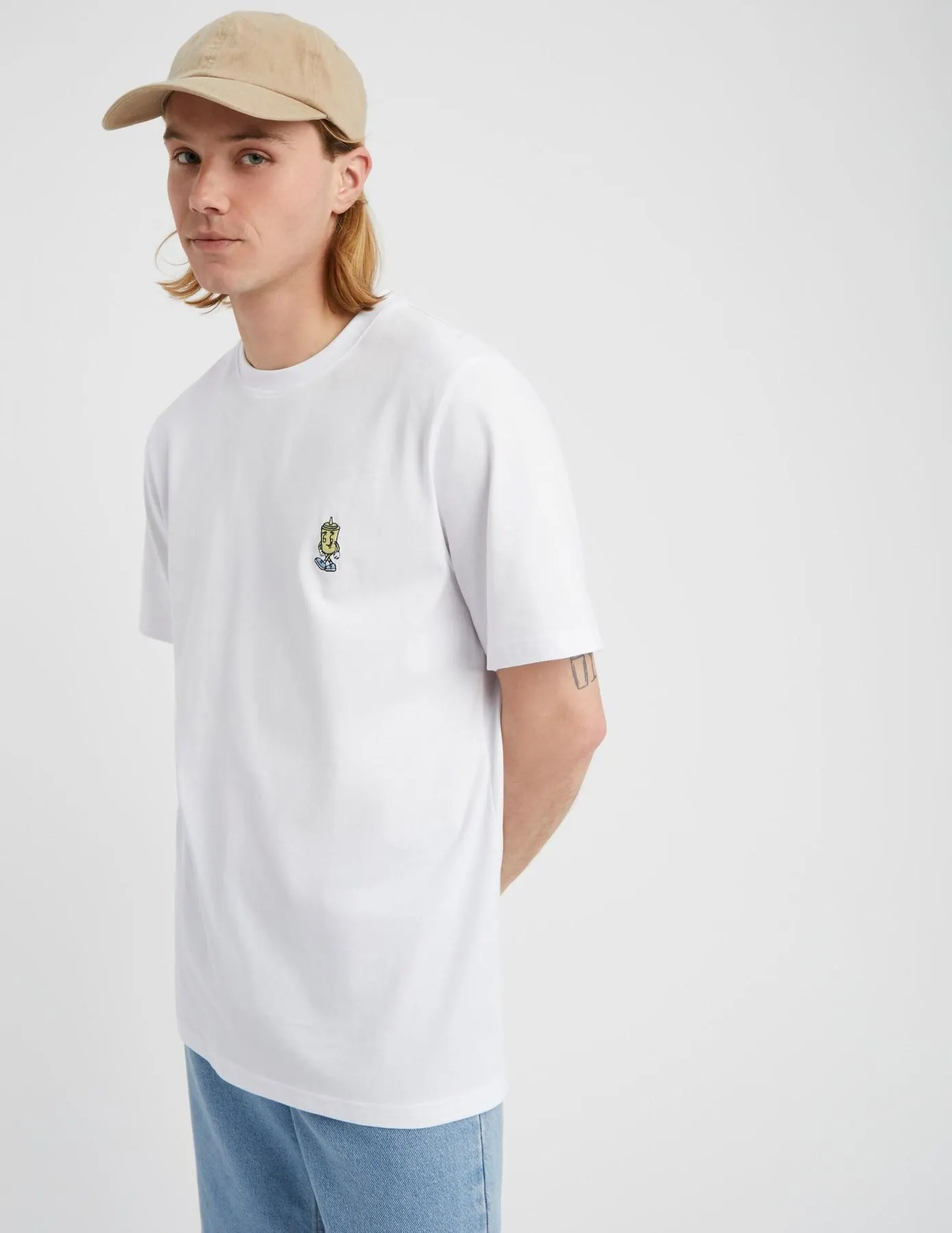 T-shirt broderie poitrine - Blanc