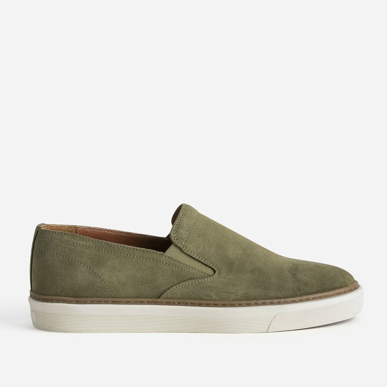Slip-on kaki éco-conçu en cuir velours