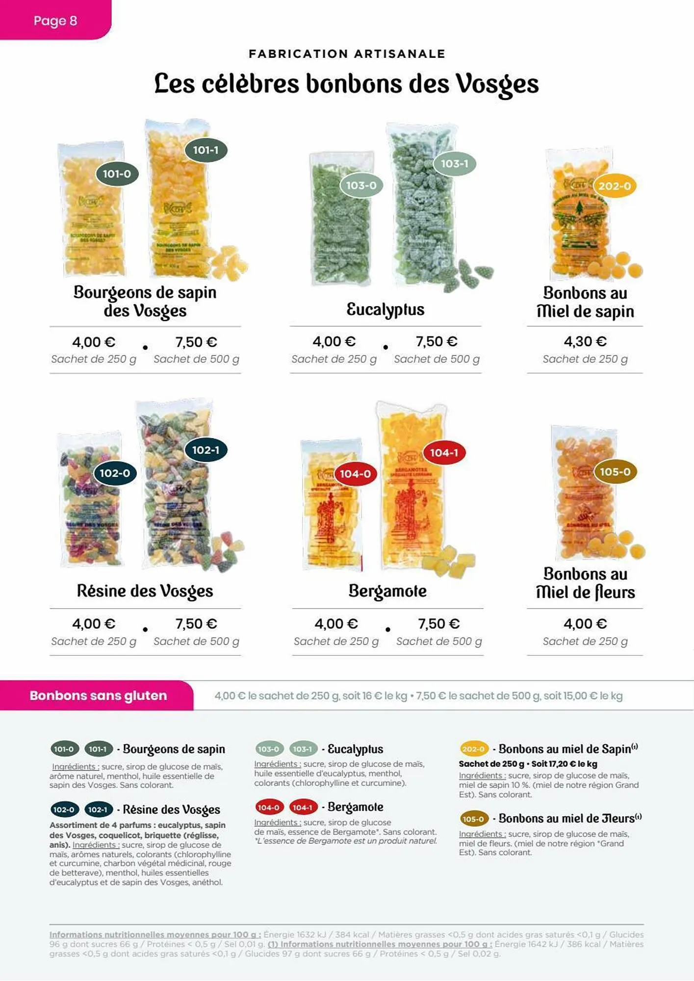 Catalogue Confiserie des Hautes Vosges du 13 juillet au 31 décembre 2023 - Catalogue page 8