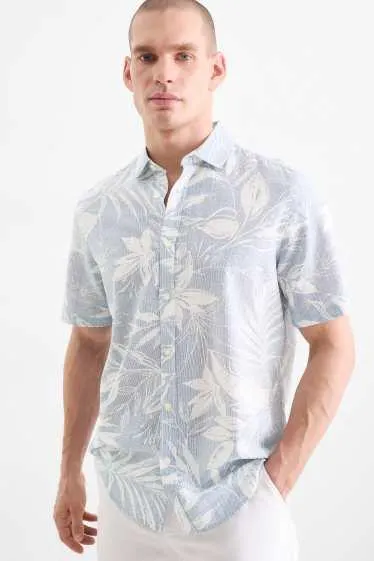 Shirt - regular fit - kent collar - patterned - textured