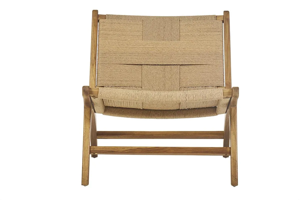 Fauteuil lounge en bois teck massif et corde tressée YARI