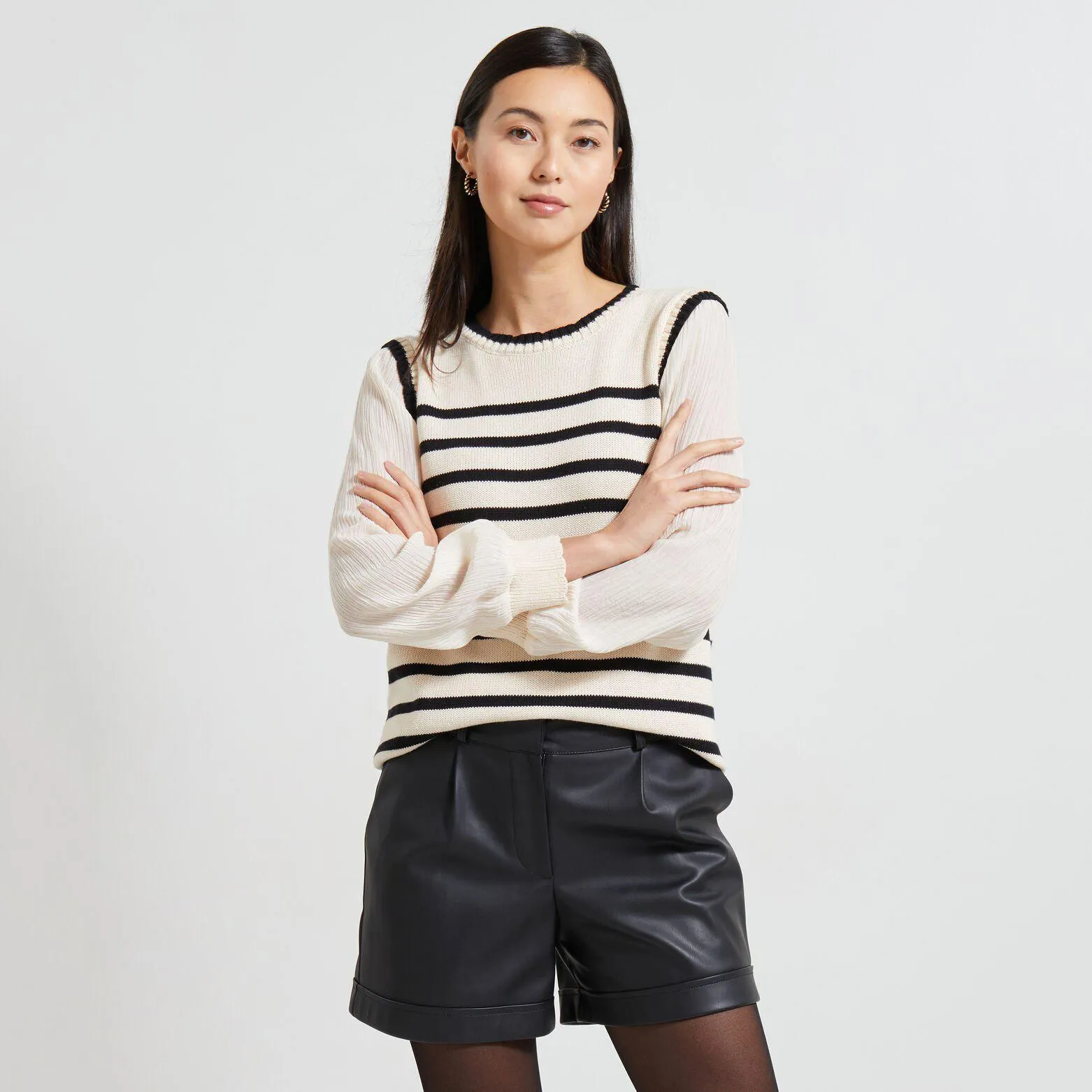 Pull avec manches chemise femme