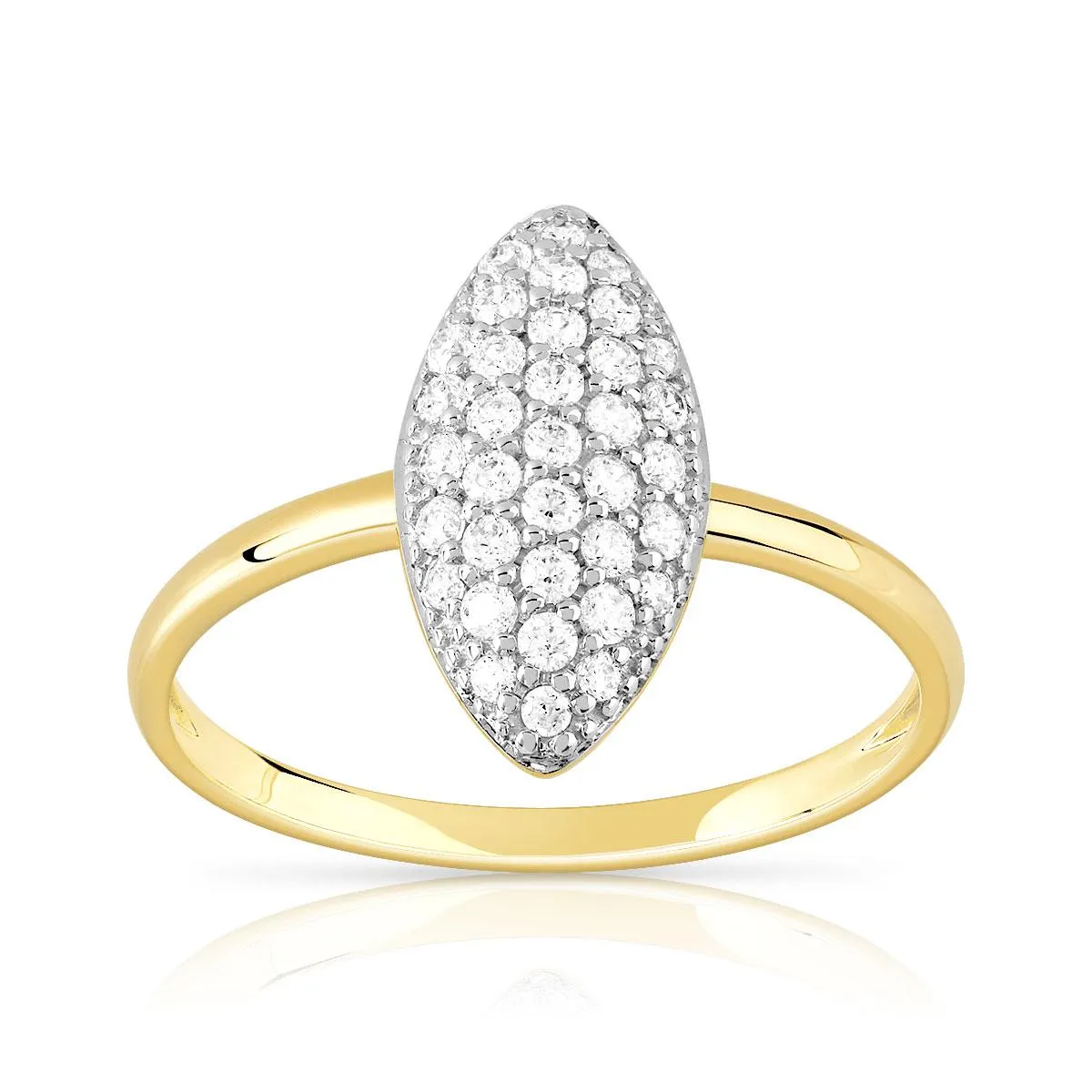 Bague or 375 2 tons zirconias