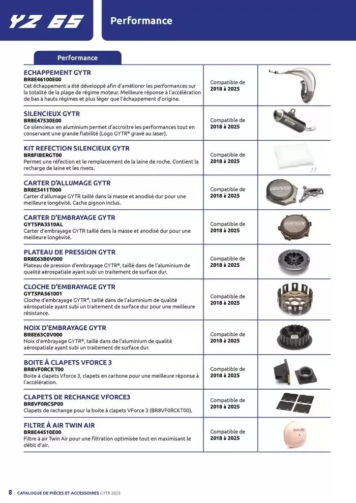 Catalogue Yamaha Motos - Accessoires GYTR Off Road du 23 septembre au 30 avril 2025 - Catalogue page 8