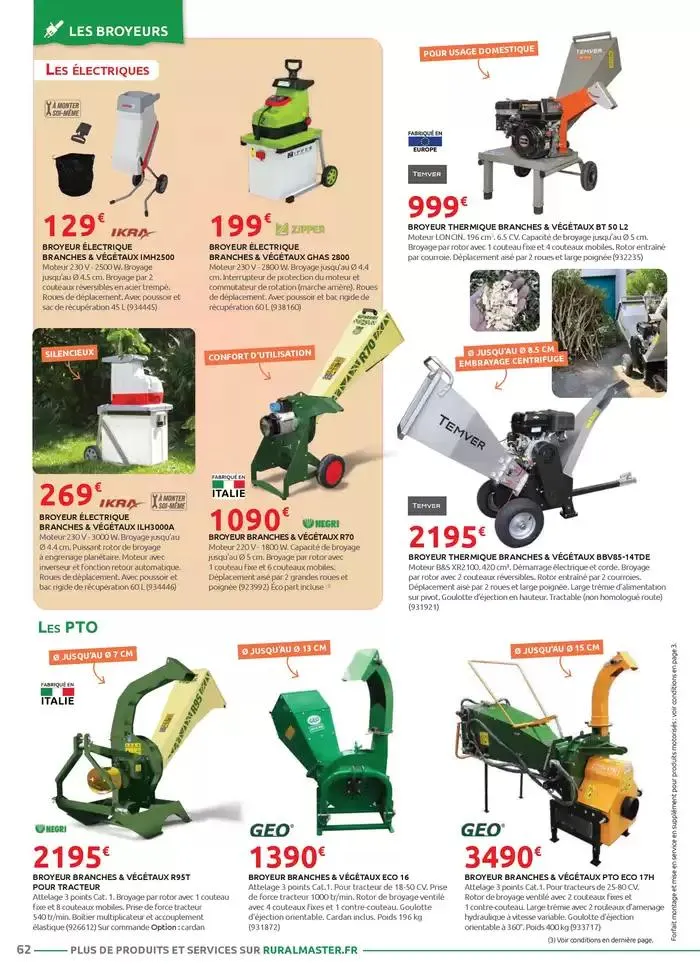 Motoculture et remorques du 1 mars au 31 mai 2025 - Catalogue page 62