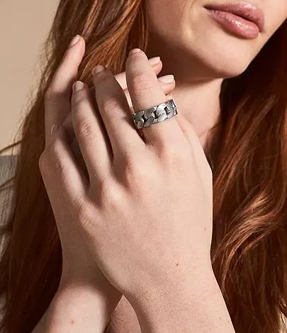 Bague chaîne Harlow Linear Texture en acier inoxydable