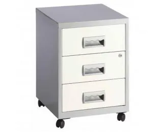 Caisson mobile - 3 tiroirs coloris - Blanc et Aluminium