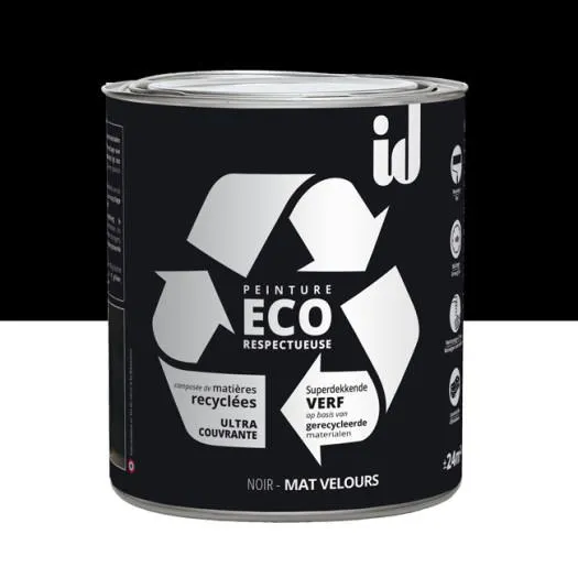 Peinture Eco responsable à base de matières recyclées noir mat-velours 2L
