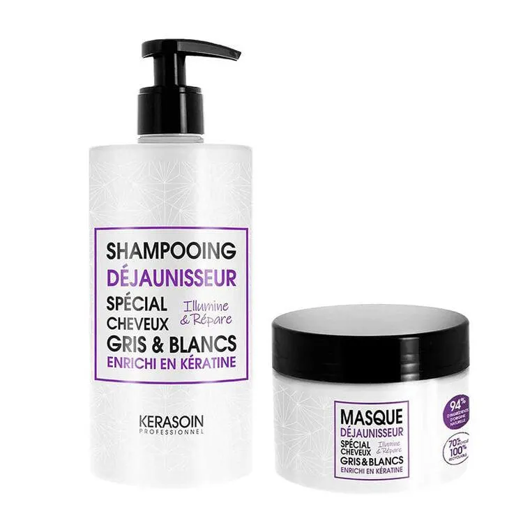 Rituel cheveux gris et blancs shampooing et masque