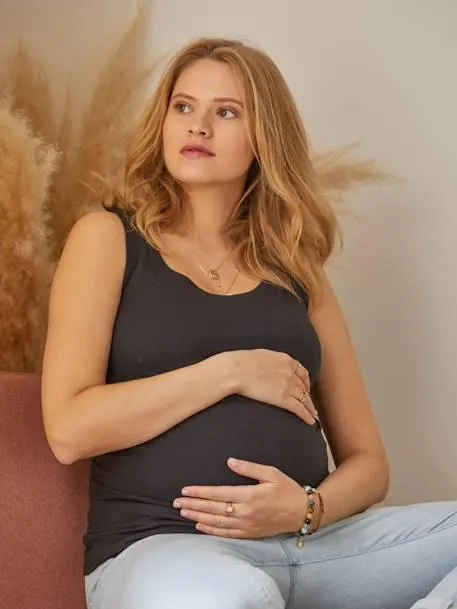 Lot de 2 débardeurs grossesse et allaitement - lot rouge et gris