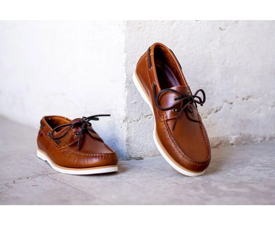 Chaussures bateau homme cuir cognac - TRAWLER