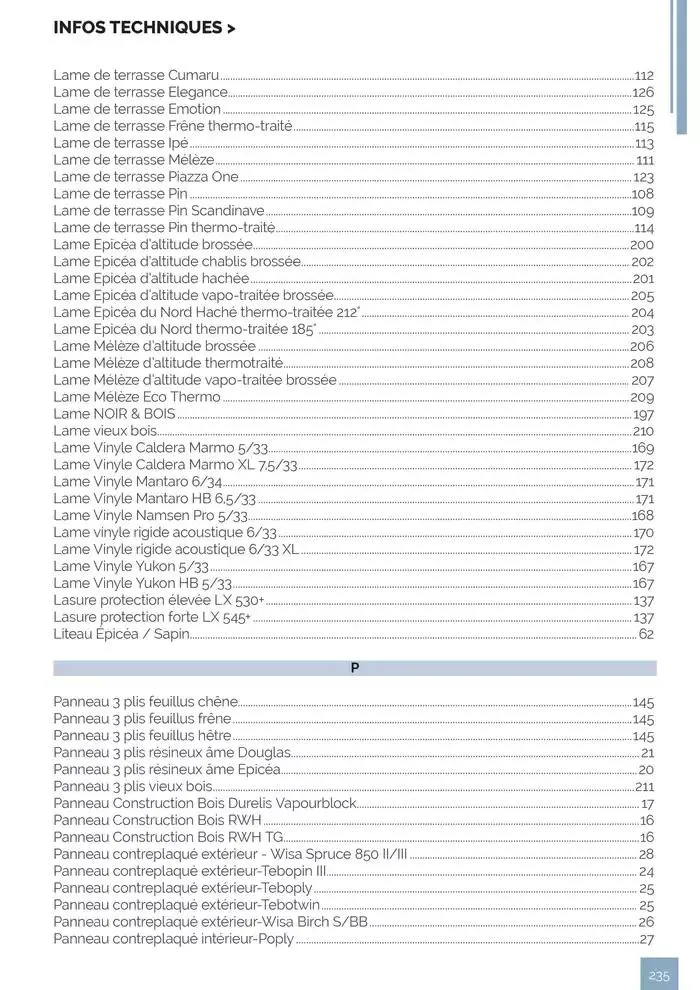 BOIS PANNEAUX 2025 2026 du 30 avril au 31 décembre 2026 - Catalogue page 235