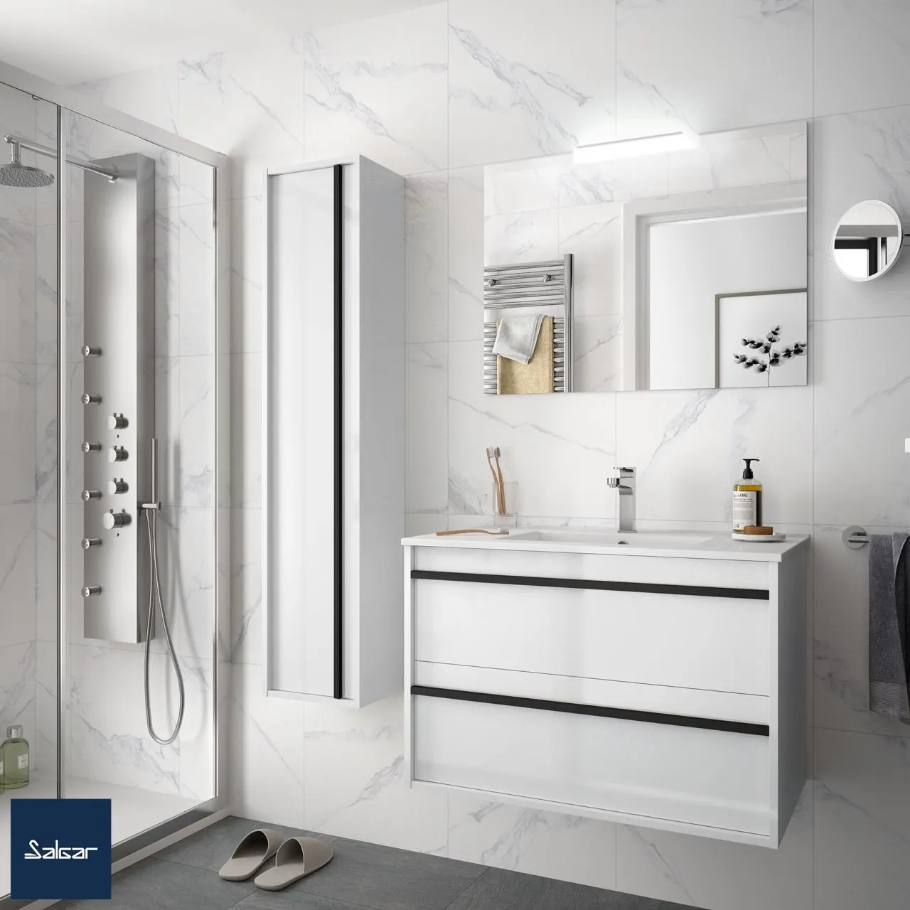 ENS.COMPLET ATTILA 80CM 2T BLANC MAT (MVMA) 97209 SALGAR
