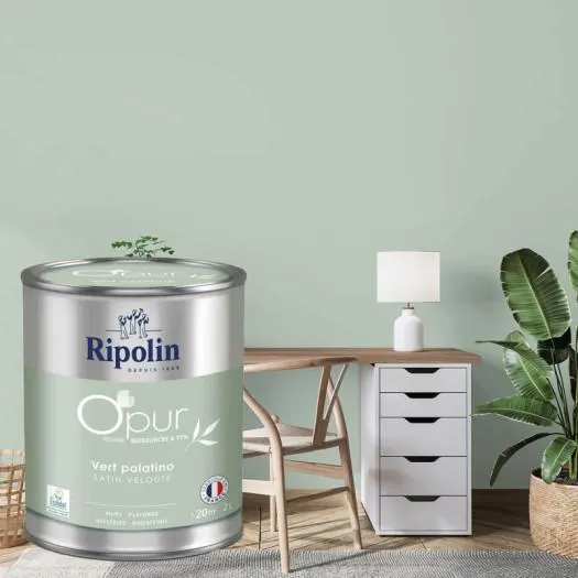Peinture RIPOLIN Opur bio sourcée multi-supports vert palatino satin 2L