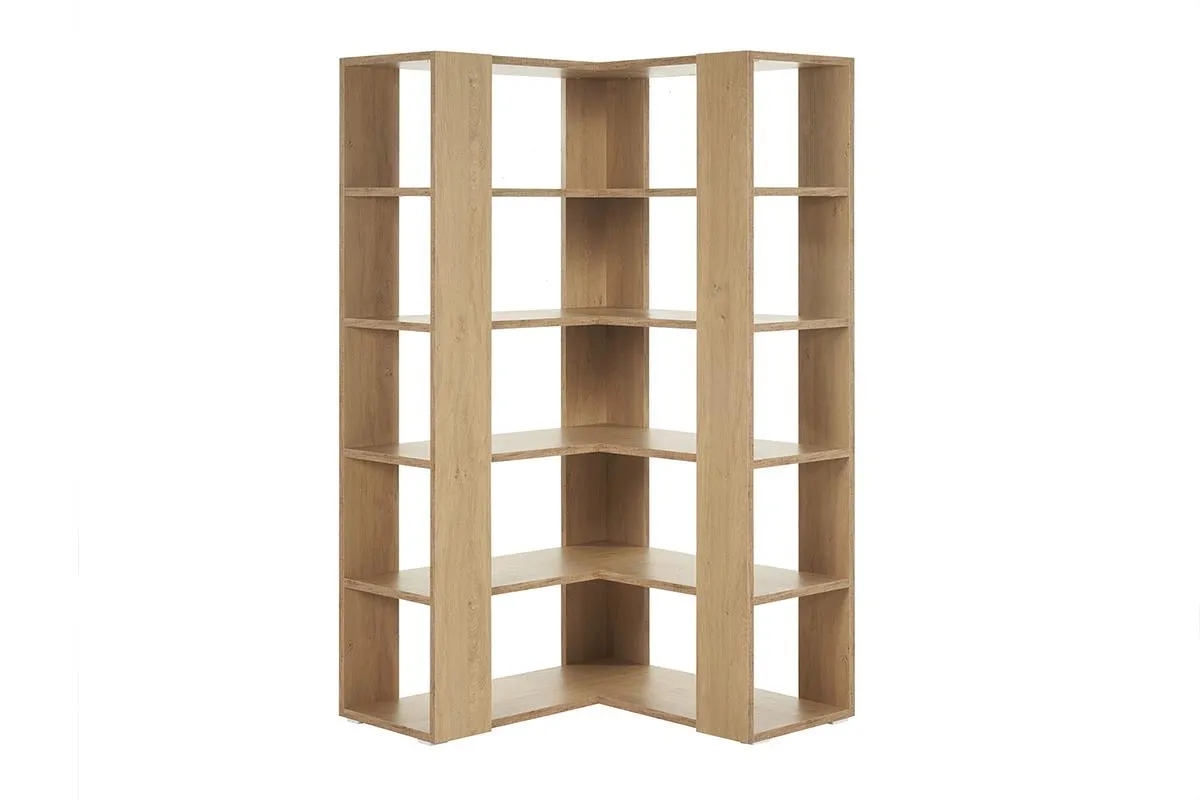 Bibliothèque étagère d'angle finition bois clair chêne L95 cm MUSSO
