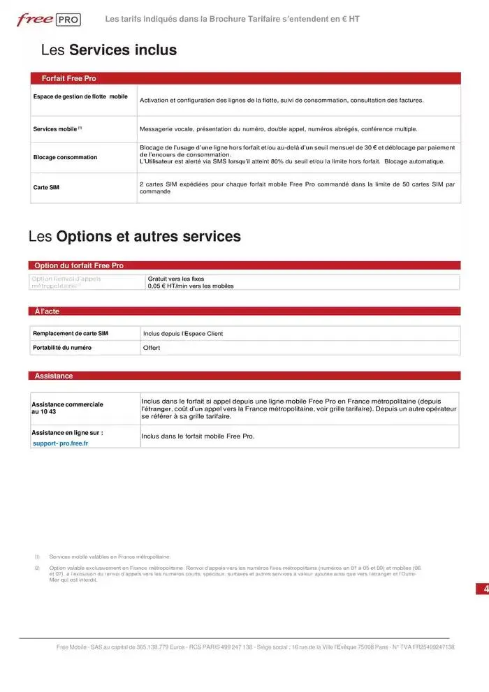 BROCHURE TARIFAIRE OFFRE MOBILE FREE PRO du 21 février au 31 décembre 2025 - Catalogue page 4