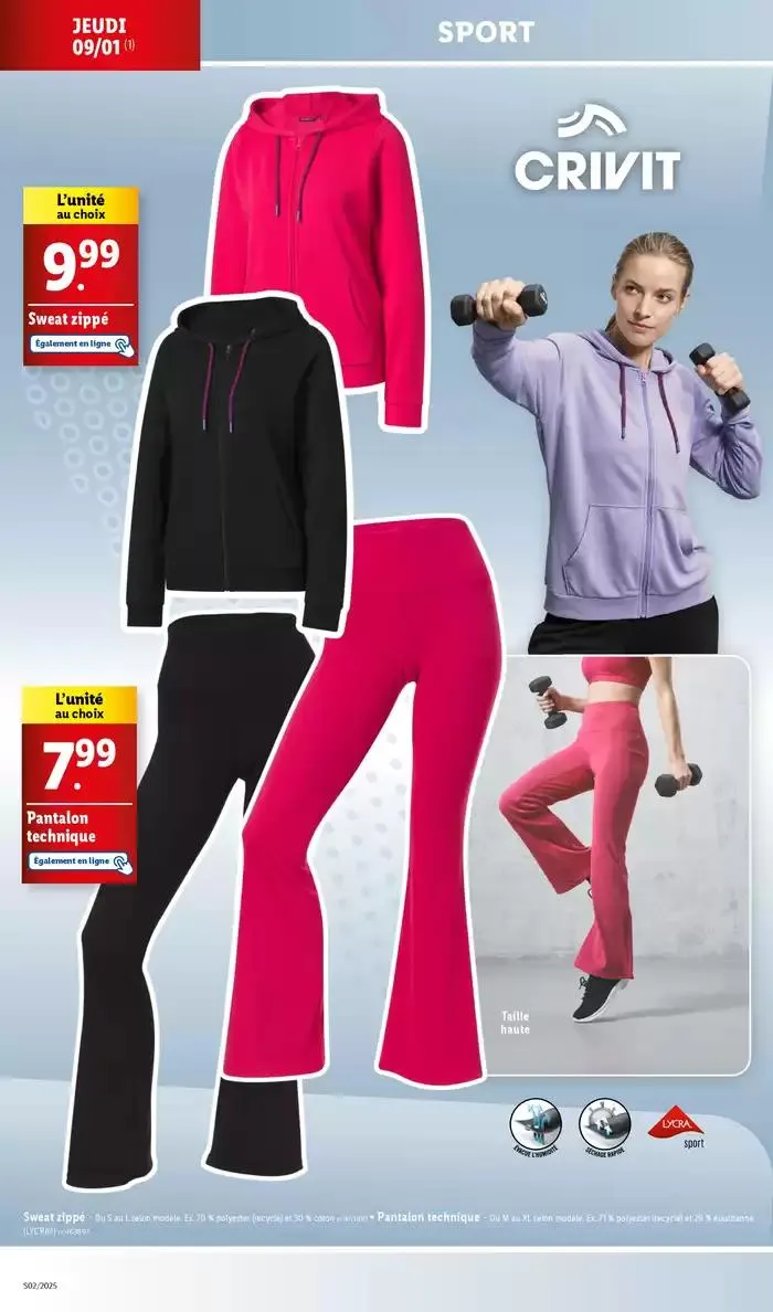 Réveillez le sportif en vous! Atteignez vos objectifs grâce aux affaires de sport Lidl. du 8 janvier au 13 janvier 2025 - Catalogue page 18