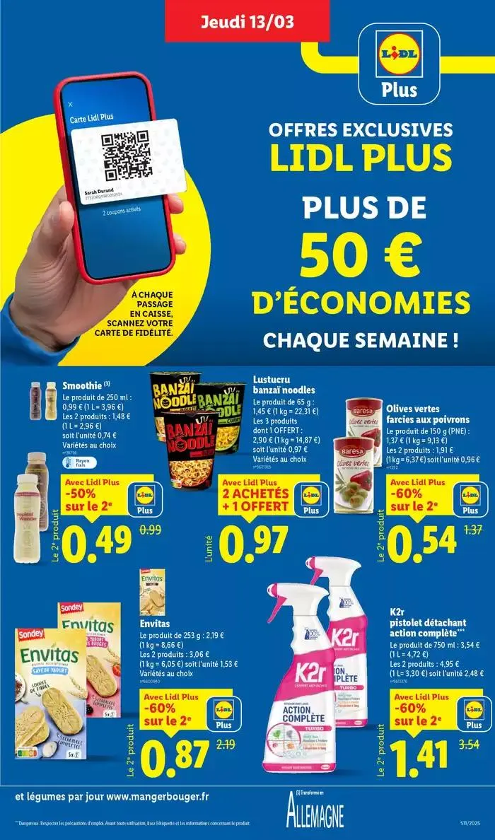Retrouvez des réductions sur un ensemble de produits de grandes marques chez Lidl ! du 13 mars au 19 mars 2025 - Catalogue page 9