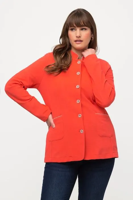 Veste traditionnelle en molleton, col montant, boutons fantaisie