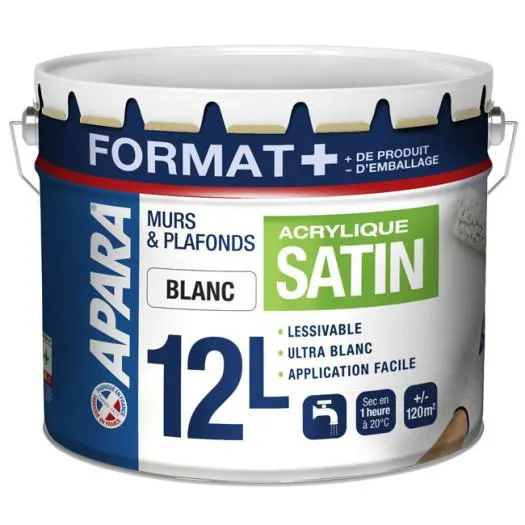 Peinture murs et plafonds satin Format + 12L