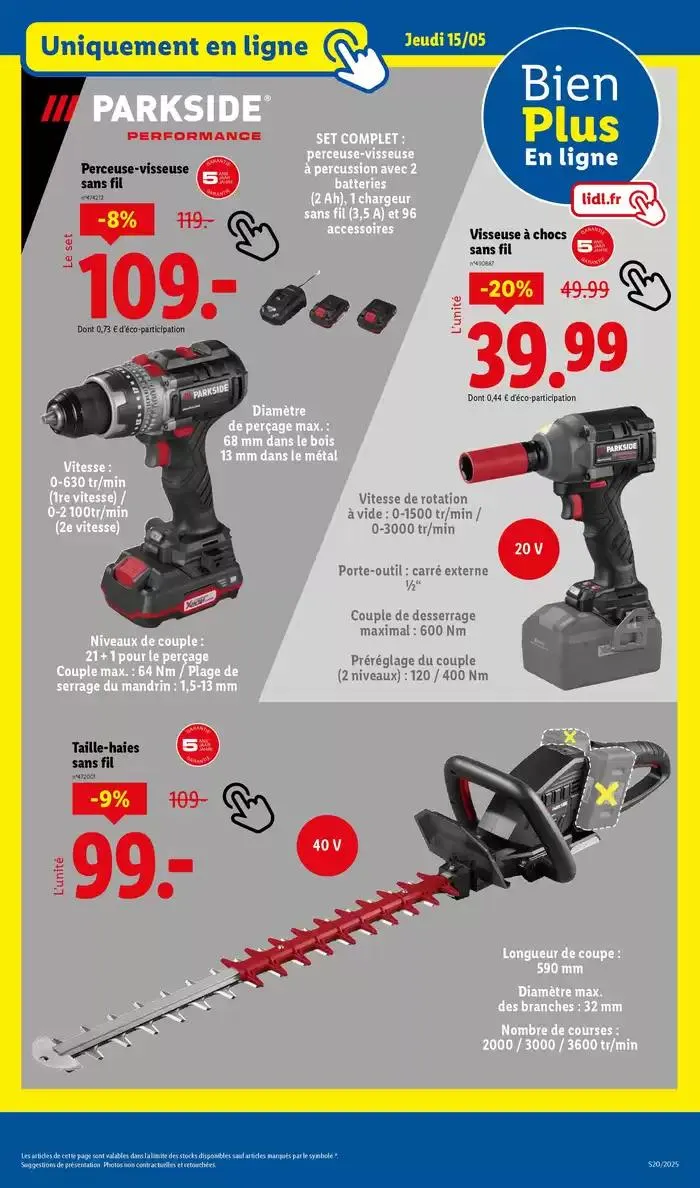 Sélection mode et bricolage : n'attendez plus pour profiter des bonnes affaires Lidl ! du 15 mai au 19 mai 2025 - Catalogue page 15
