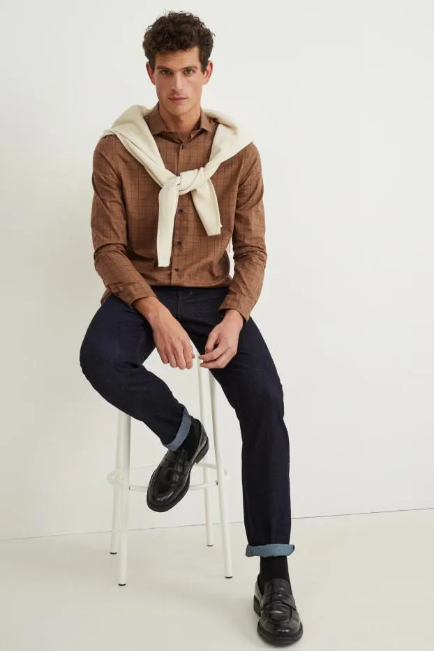 Overhemd - regular fit - cutaway - geruit