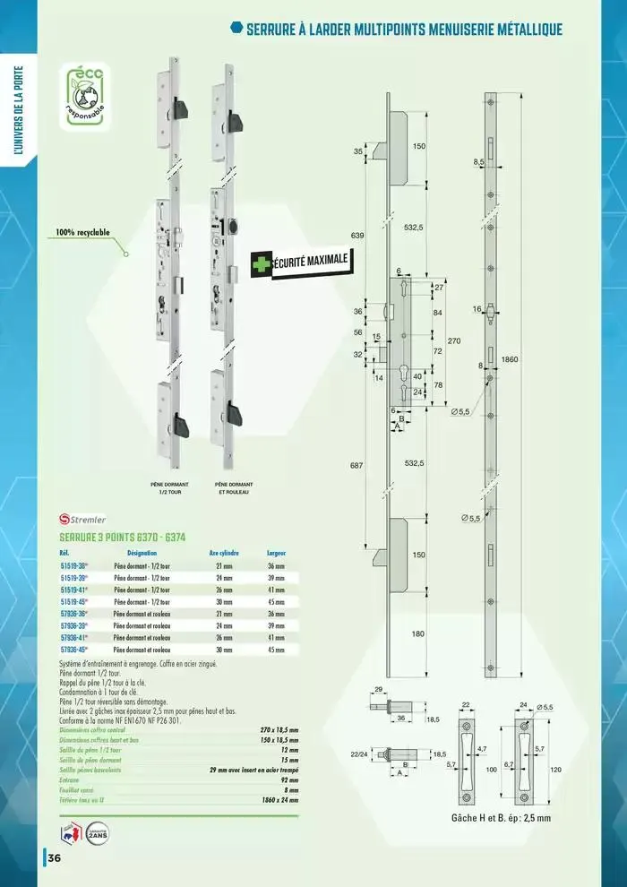 Guide Quincaillerie Serrurerie 2025 - 2026 du 1 avril au 1 avril 2026 - Catalogue page 38