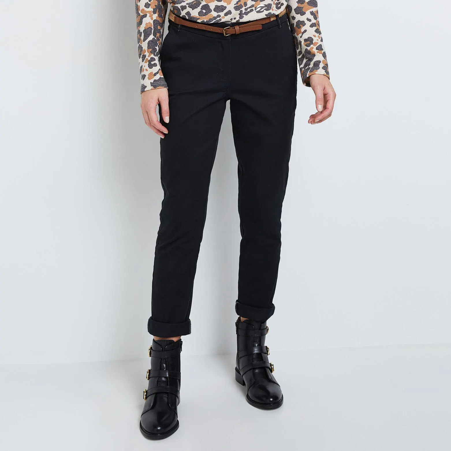 Pantalon chino avec ceinture femme