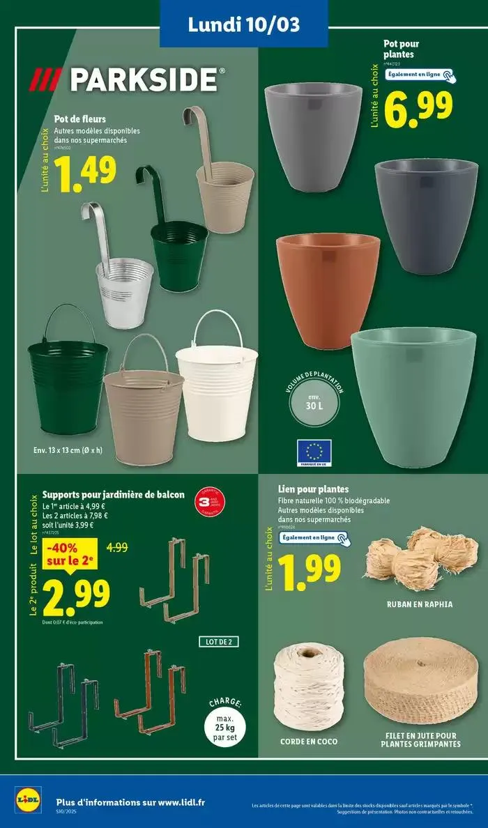 Jardin, beauté, bricolage… De nouvelles bonnes affaires vous attendent chez Lidl ! du 10 mars au 13 mars 2025 - Catalogue page 8