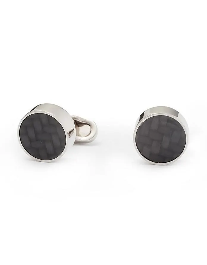 Tokyo Brass and Carbon Fiber Round Cufflinks