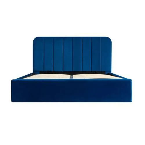 Lit coffre avec sommier 140x190 cm ANNA en velours bleu