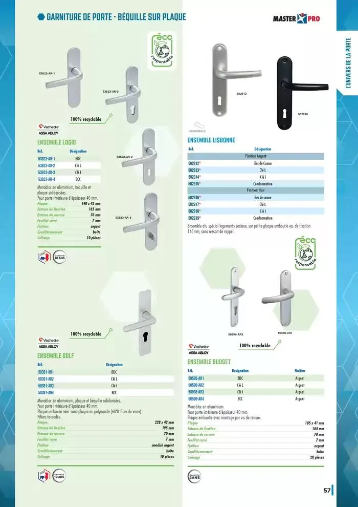 Guide Quincaillerie Serrurerie 2025 - 2026 du 1 avril au 1 avril 2026 - Catalogue page 59