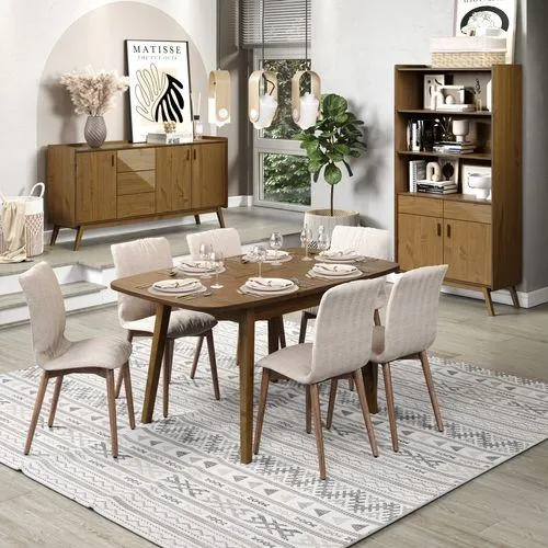 Table à manger extensible 110-150cm CLAUDIA en pin massif foncé