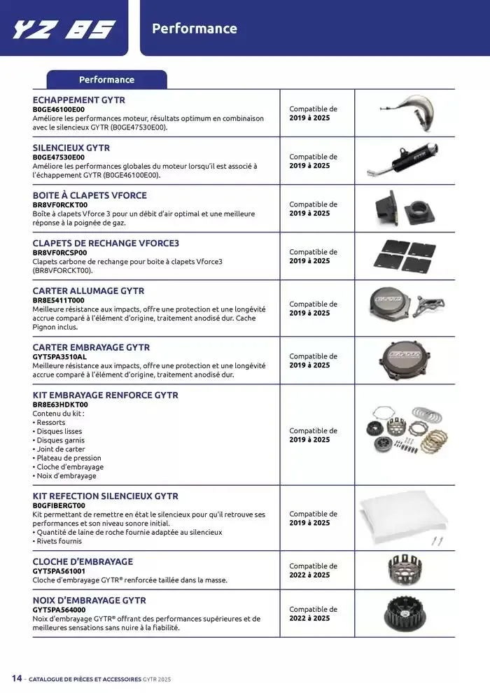 Catalogue Yamaha Motos - Accessoires GYTR Off Road du 23 septembre au 30 avril 2025 - Catalogue page 14