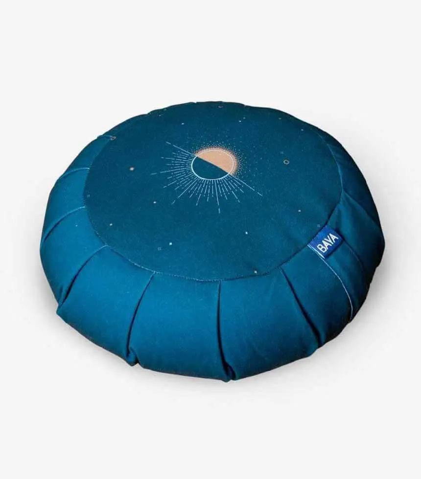 Coussin de méditation rond Zafu bleu Luna