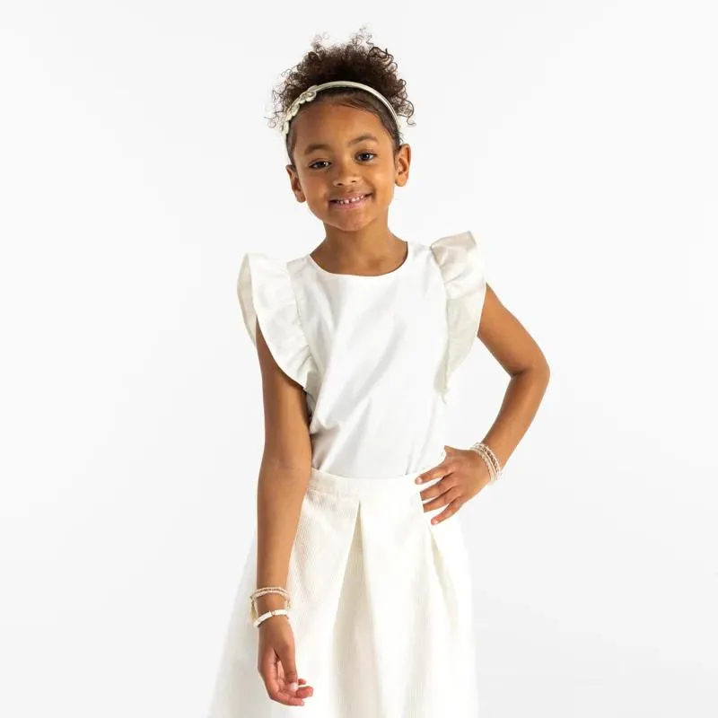 Blouse à manches pailletées blanche fille