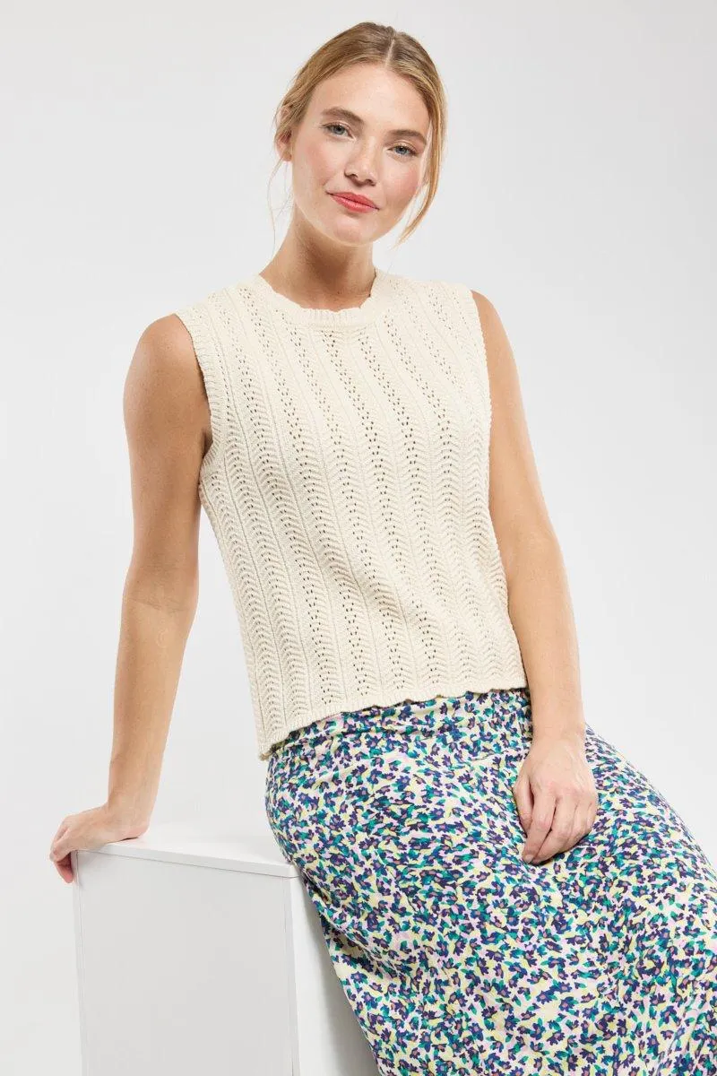 Pull sans manche ajouré Edmée