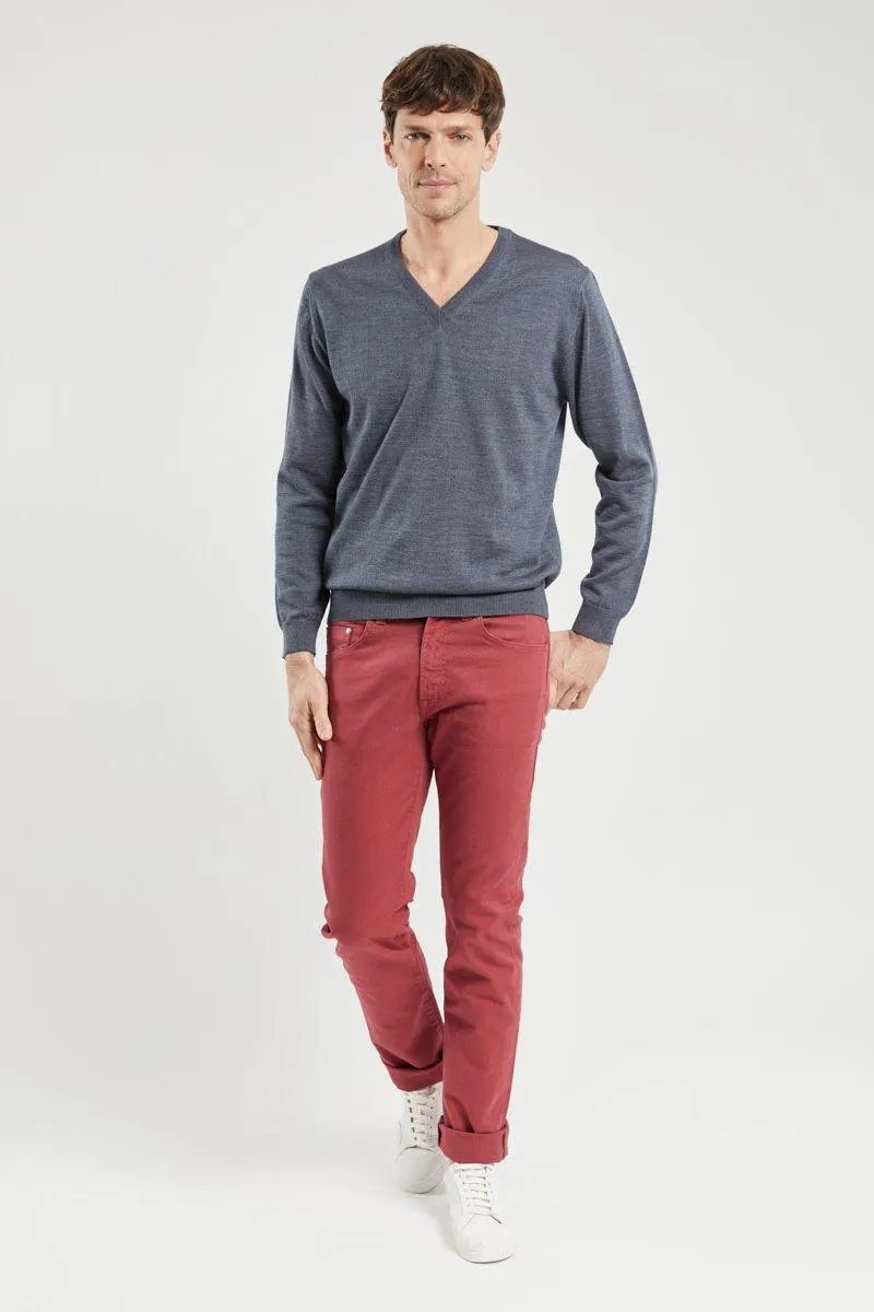 Pull col V Bérac - laine mérinos et acrylique