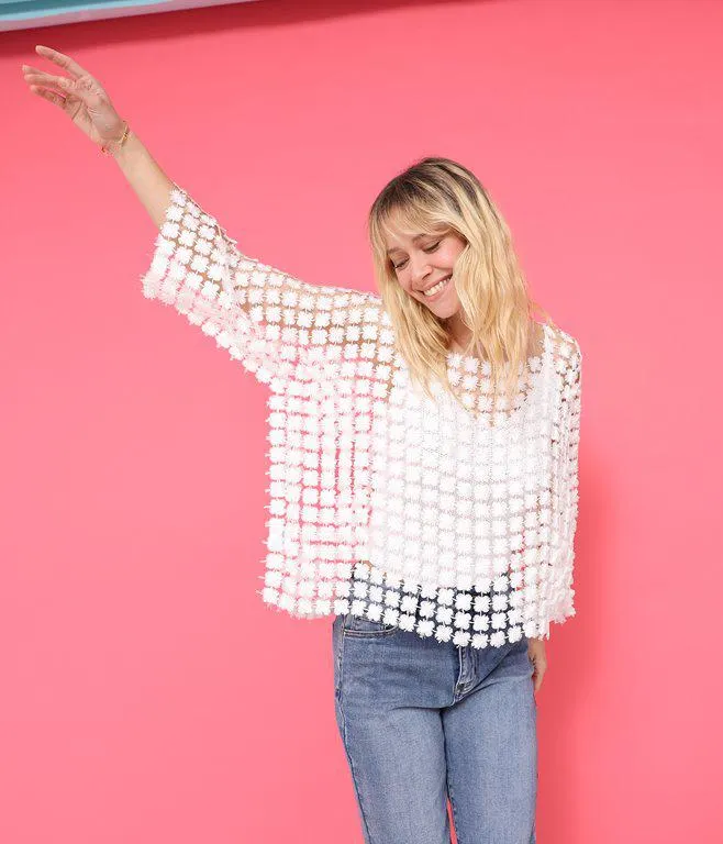 Top en dentelle à fleurs