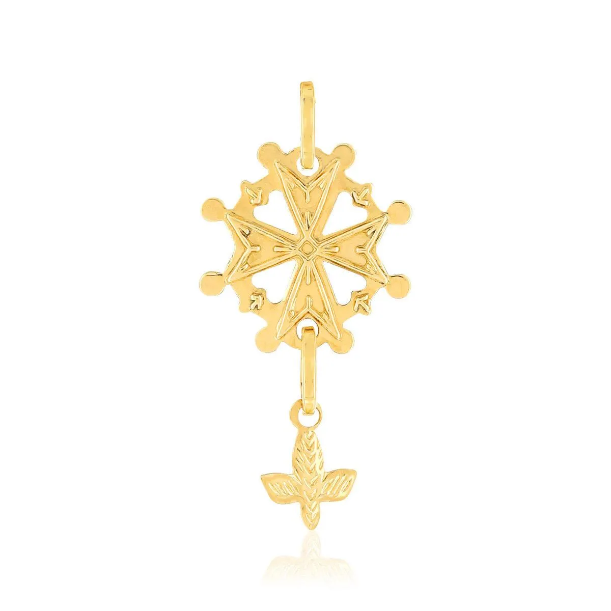 Pendentif croix huguenote or 750 jaune