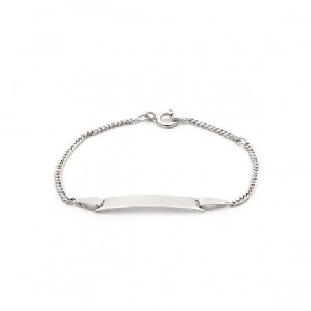 Gourmette identité bébé CARADOR en or blanc 375/000 maille gourmette