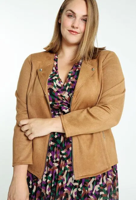 Veste unie en suédine