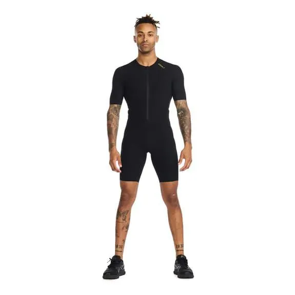 Combinaison de triathlon 2XU Light Speed Tech manche courte noir jaune doré